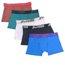 Kit 5 Cuecas Box Boxer Fristyle Em Microfibra Lisa Infantil