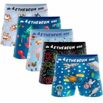 Kit 5 Cuecas Box Boxer Infantil Microfibra Menino Criança Kids