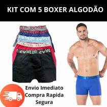 KIT 5 Cuecas Boxer Algodão Respirável Original Conforto