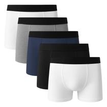 Kit 5 Cuecas Boxer Basic Lisa Algodão Masculina Sortido
