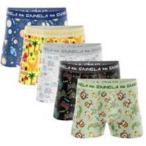 Kit 5 Cuecas Boxer Box Infantil Microfibra