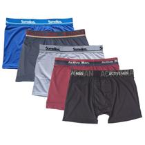 Kit 5 Cuecas Boxer Box Microfibra Somellos/D'stillo/Active Man Masculino Adulto Premium Man Atacado