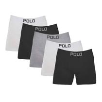 Kit 5 Cuecas Boxer Cotton Polo 781 Algodão Sortido