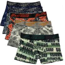 Kit 5 Cuecas Boxer Infantil Fristyle Em Microfibra Estampada