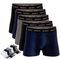 Kit 5 Cuecas Boxer Masculinas Adulto Box + 3 Pares Meias Original Kit 5 Cuecas Boxer Masculinas Adulto Box + 3 Pares Meias Original