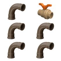 Kit 5 Curva Pvc Sold 50mm 90º + 1 Registro Sold 50mm Tigre