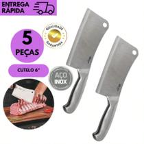 Kit 5 Cutelo Profissional 6" Linha Texas Ideal para Cortes Pesados Resistente e Afiado de Alta Quali