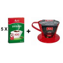 kit 5 cx Filtro Papel 1 Suporte plást Melitta nº100 Vermelho