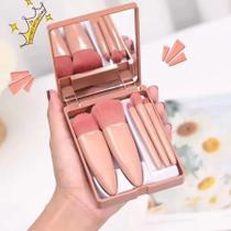 Kit 5 de Pincéis Para Maquiagem Com Espelho Super Sofisticado