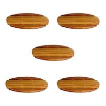 Kit 5 Descanso De Panela De Pau Madeira Modelo Oval 21x16 Cm Kit 5 Descanso De Panela De Pau Madeira Modelo Oval 21x16 Cm
