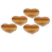 Kit 5 Descanso Panela De Pau Madeira Modelo Coração 21X16 Cm