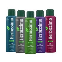 Kit 5 Desodorante Antitranspirante Aerossol Herbíssimo Green Snow Volcano Blue Dark Silver 150Ml