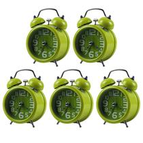 Kit 5 Despertadores Analógicos de Cabeceira e Cama Verde Tipo Analógico Relógio de Ponteiro com Alarme Forte - Linksky