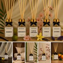 Kit 5 Difusores de Ambiente Classic Frasco Vidro com Varetas Madeira 100ml Essência Premium