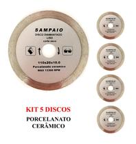 KIT 5 Disco Corte Porcelanato diamantado liso 110 MM SAMPAIO