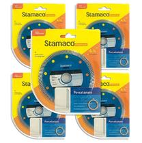 Kit 5 Disco de Corte para Porcelanato Diamantado Stamaco Fino Turbo Premium Gold Azul 4” 110mmx20mm