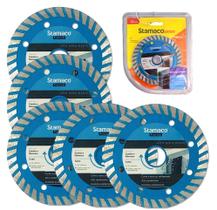 Kit 5 Disco Diamantado Serra Mármore Corte Granito Mármore Pedra Telha Turbo Premium Stamaco 4” 110x20mm