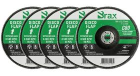 Kit 5 Disco Flap de Zircônio de 7" X 7/8" 180x22,23mm Grão 80 - Brax Kit 5 Disco Flap de Zircônio de 7" X 7/8" 180x22,23mm Grão 80 - Brax