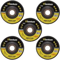 Kit 5 Disco Flap Lixadeira Óxido De Alumínio 4.1/2 Pol. Grão 40 - Titanium Kit 5 Disco Flap Lixadeira Óxido De Alumínio 4.1/2 Pol. Grão 40 - Titanium