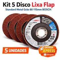 Kit 5 Disco Lixa Flap Standard Metal Grão 80 115mm BOSCH