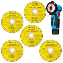 Kit 5 Discos Corte Ferro Aço 76mm 3 Polegadas Esmerilhadeira Amarelo Profissional Durável Kit 5 Discos Corte Ferro Aço 76mm 3 Polegadas Esmerilhadeira Amarelo Profissional Durável