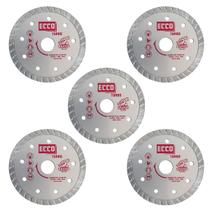 Kit 5 Discos de Corte Diamantado Turbo 110mm x 20mm Seco