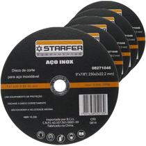Kit 5 Discos de Corte Fino Aço Inox 9 x 7/8 Esmerilhadeira 230mm Ferro Metal Starfer Kit 5 Discos de Corte Fino Aço Inox 9 x 7/8 Esmerilhadeira 230mm Ferro Metal Starfer