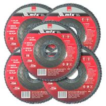Kit 5 Discos de Lixa Flap Fibra 4.1/2 GR 60 Mtx