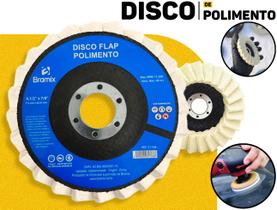 Kit 5 Discos Flap Em Feltro Lã Profissional Para Polimento Removedor Metal Inox Alumínio 115mm Bramix Kit 5 Discos Flap Em Feltro Lã Profissional Para Polimento Removedor Metal Inox Alumínio 115mm Bramix