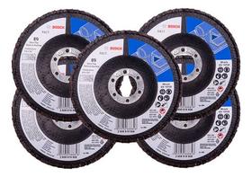 Kit 5 Discos Lixa Flap 115mm Para Lixadeira Grao 80 Bosch Branco