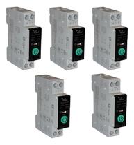 Kit 5 Disjuntor Medidor Wifi 1-63a Ajustável Alexa Google H