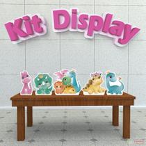 Kit 5 Displays De Mesa Dinossauro Baby Rosa Aquarela- IMPAKTO VISUAL