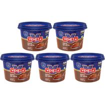 Kit 5 Doce de Leite Cremoso Tradicional Veneza Para Pao Recheio Bolo Torta Sobremesa Capixaba 400g