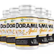 KIT 5 Doramil Gold 120 Cápsulas cada 400mg Cálcio Magnési Colágeno Tipo 2 Vitaminas C K2 e D3 Floral Ervas Do BraSIL