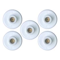 Kit 5 e 10 Plafon Suporte Lâmpadas Redondo Bocal E27 Branco 110v 220v Paflon de teto casa cozinha