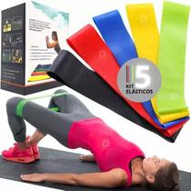 Kit 5 Elástico Band Extensor Treino Exercícios Fisioterapia