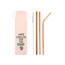 Kit 5 em 1: 3 canudos de inox (shake 10mm) + escova + what