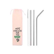 Kit 5 em 1: 3 canudos de inox (shake 8mm) + escova + what