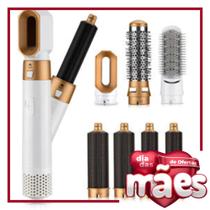 Kit 5 em 1 Escova Secadora Alisadora Modeladora Elétrica de Cabelo com Bicos Intercambiáveis - 110v