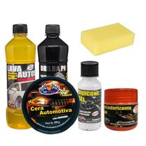 Kit 5 em 1 Limpeza Automotiva Shampoo Pretinho Cera