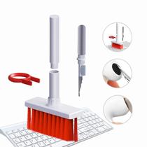 Kit 5 em 1 Limpeza Teclado Fone de Ouvido Escova, Esponja, Pinça e Ponta de Metal Prático Multifuncional