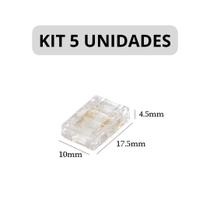 KIT 5 Emenda Reta Fita LED 10mm 12V 24V 110V 220V