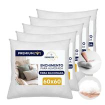 Kit 5 Enchimentos de Almofada Fibra Siliconada 60x60cm Refil Hipoalergênico Antimofo Antiácaro Antialérgico Premium