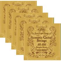 Kit 5 Encordoamento Violão .011 AGS200XL Phosphor Bronze Aria Guitars