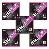 Kit 5 Encordoamento Violão Aço Bronze .010 12 Cordas N510