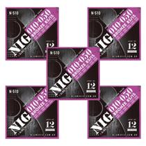 Kit 5 Encordoamento Violão Aço Bronze .010 12 Cordas N510