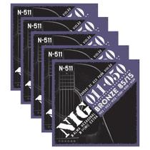 Kit 5 Encordoamento Violão Aço Folk Bronze Nig N-511 .011" PRN511L Kit 5 Encordoamento Violão Aço Folk Bronze Nig N-511 .011" PRN511L