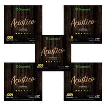 Kit 5 Encordoamento Violão Aço Giannini Acústico .009 GESWAL Kit 5 Encordoamento Violão Aço Giannini Acústico .009 GESWAL