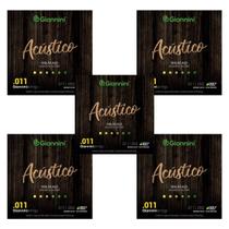 Kit 5 Encordoamento Violão Aço Giannini Acustico .011 GESPW Kit 5 Encordoamento Violão Aço Giannini Acustico .011 GESPW