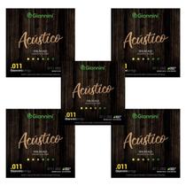 Kit 5 Encordoamento Violão Aço Giannini Acustico .011 Gespw